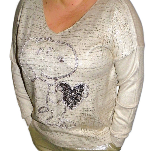 Trui Snoopy beige.